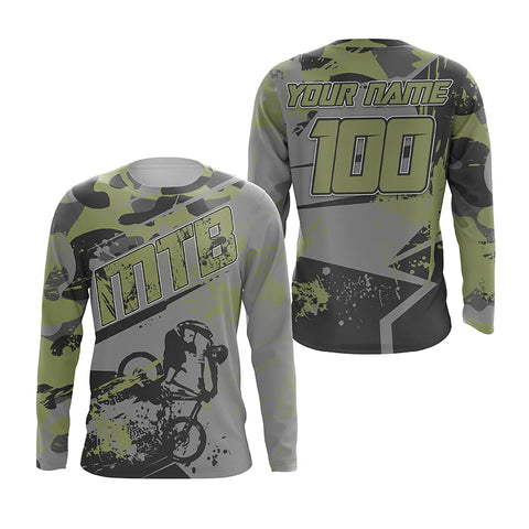 Camouflage MTB riding jersey kids youth UPF30+ mountain bike shirt mens cycling jersey boys girls| SLC264