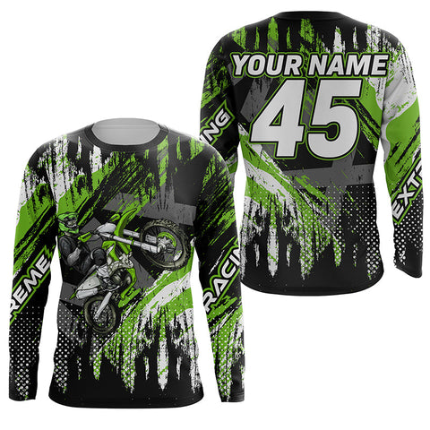 Personalized green Motocross jersey UV protective kid men women dirt bike off-road motorcycle shirt PDT383