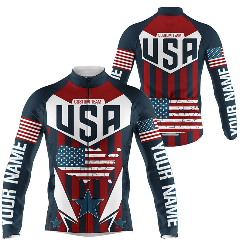 American cycling jersey Men with 3 pockets UPF50+ USA bike shirt Custom reflective bicycle clothes| SLC200