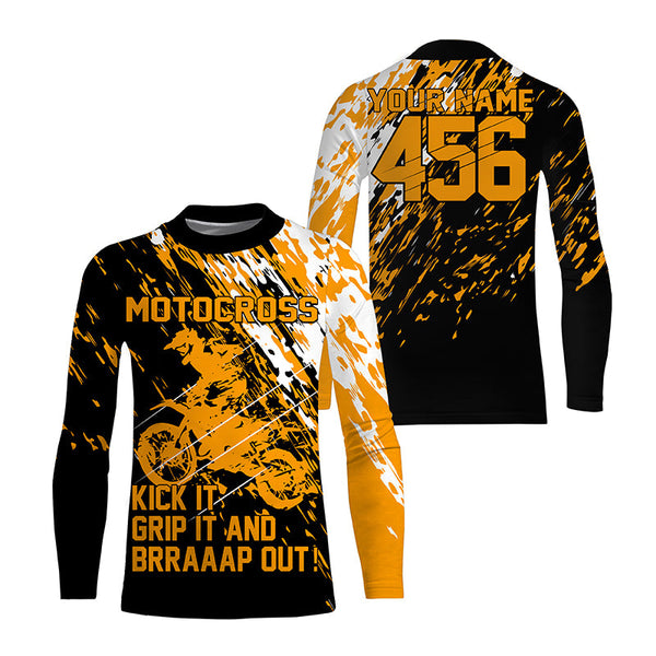 Personalized Dirt Bike Jersey Adult&Kid UPF30+ Orange Motocross MX Racing Off-Road Motorcycle NMS1241