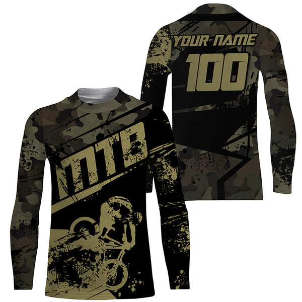 Camo MTB jersey kids youth UPF30+ mountain bike shirt mens cycling jersey boys girls riding shirt| SLC266