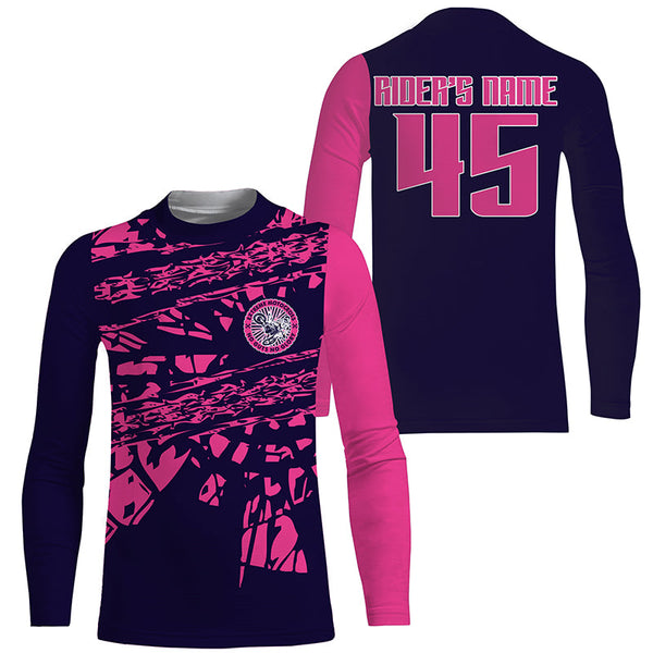 Girls Women Personalized Motocross Jersey UPF30+ No Guts No Glory MX Racing Dirt Bike NMS1202