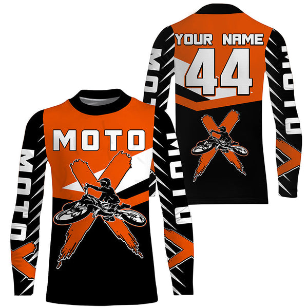 Custom dirt bike kid women men jersey UPF30+ extreme Motocross racing orange motorcycle shirt PDT320