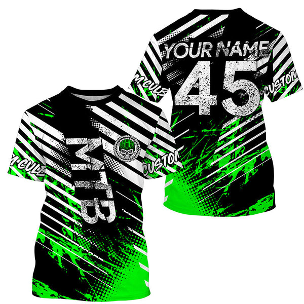 Mountain bike jersey UPF30+ Green MTB shirt kids adult custom downhill cycling gear boys girls| SLC248