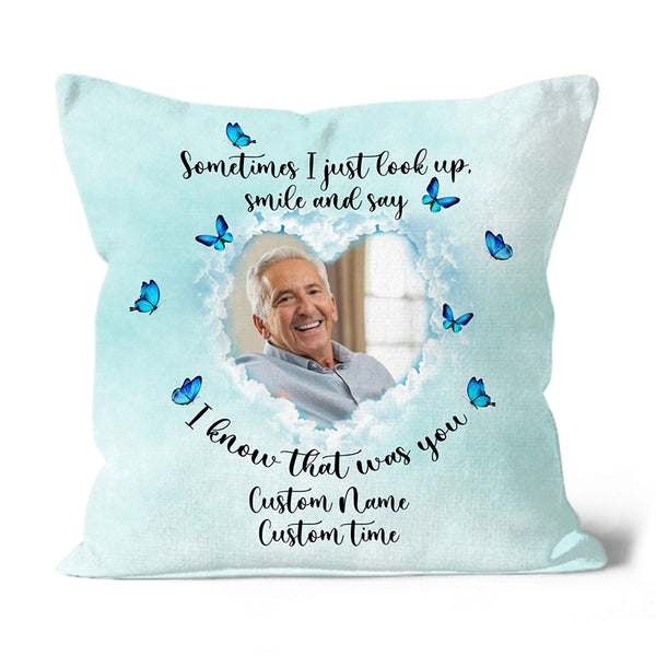 Personalized Memorial Pillow, Sympathy Gift for Loss of A Loved One Butterfly 1-side Print Pillow NPL183