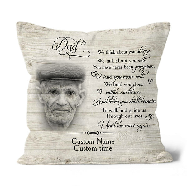 Dad Memorial Pillow, Personalized Sympathy Gift for Loss of Father Bereavement 1-sided Print NPL187