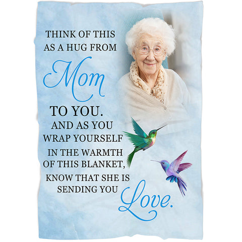 Mom Memorial Blanket Hummingbird, Personalized Memorial Gift for Loss of Mother Sympathy Blanket N2760