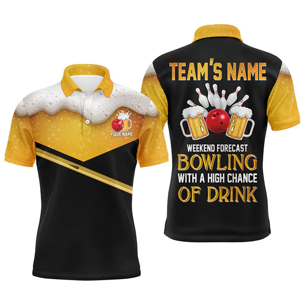 Funny Men Bowling Polo Shirt Personalized Beer Lovers Men Bowlers Short Sleeve Polo NBP59