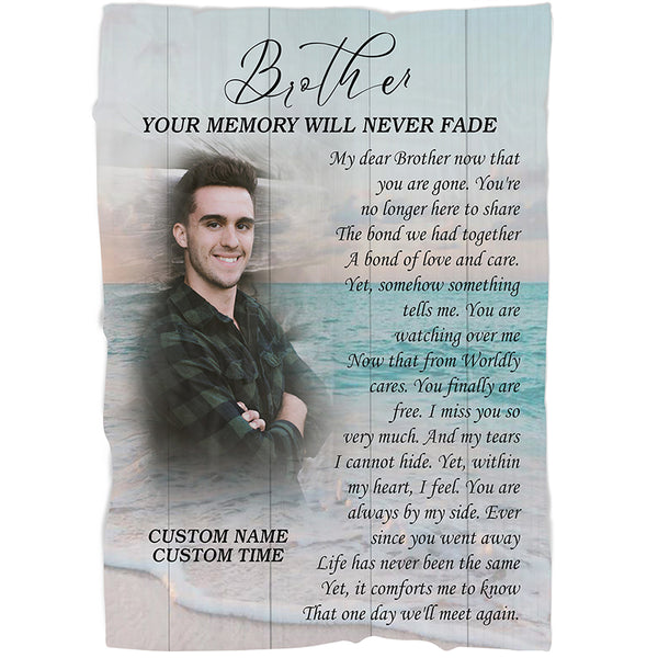 Brother Memorial Blanket, Personalized Sympathy Throw Gift for Loss of Brother in Heaven Bereavement N2755