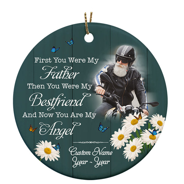 Biker Dad In Heaven Ornament Personalized Motorcycle Ornament Memorial Gift For Loss Of Loved One ODT74