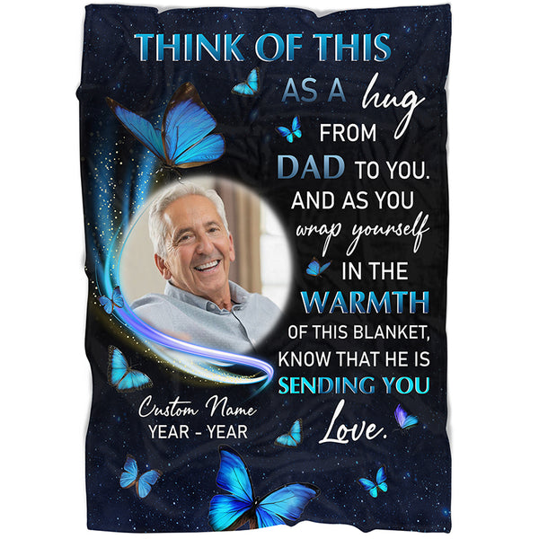 Father Memorial Blanket, Personalized Dad Sympathy Blanket Throw, Memorial Gift for Loss of Father N2727