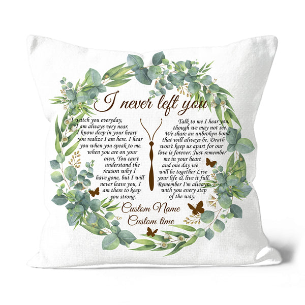 Personalized Memorial Throw Pillow, Sympathy Gift for Loss of A Loved One in Heaven 1-sided Print NPL189