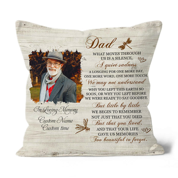 Dad Memorial Pillow, Personalized Sympathy Gift for Loss of Father Bereavement 1-sided Print NPL192