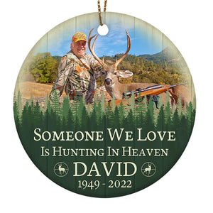 Dad Memorial Ornament Personalized Hunting In Heaven Christmas Sympathy Gift For Loss Of Dad Hunter ODT87