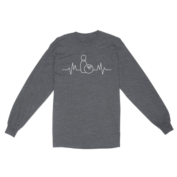 Bowling heartbeat Shirt, Bowling Addict long sleeve shirt, gift for bowlers NQS4619