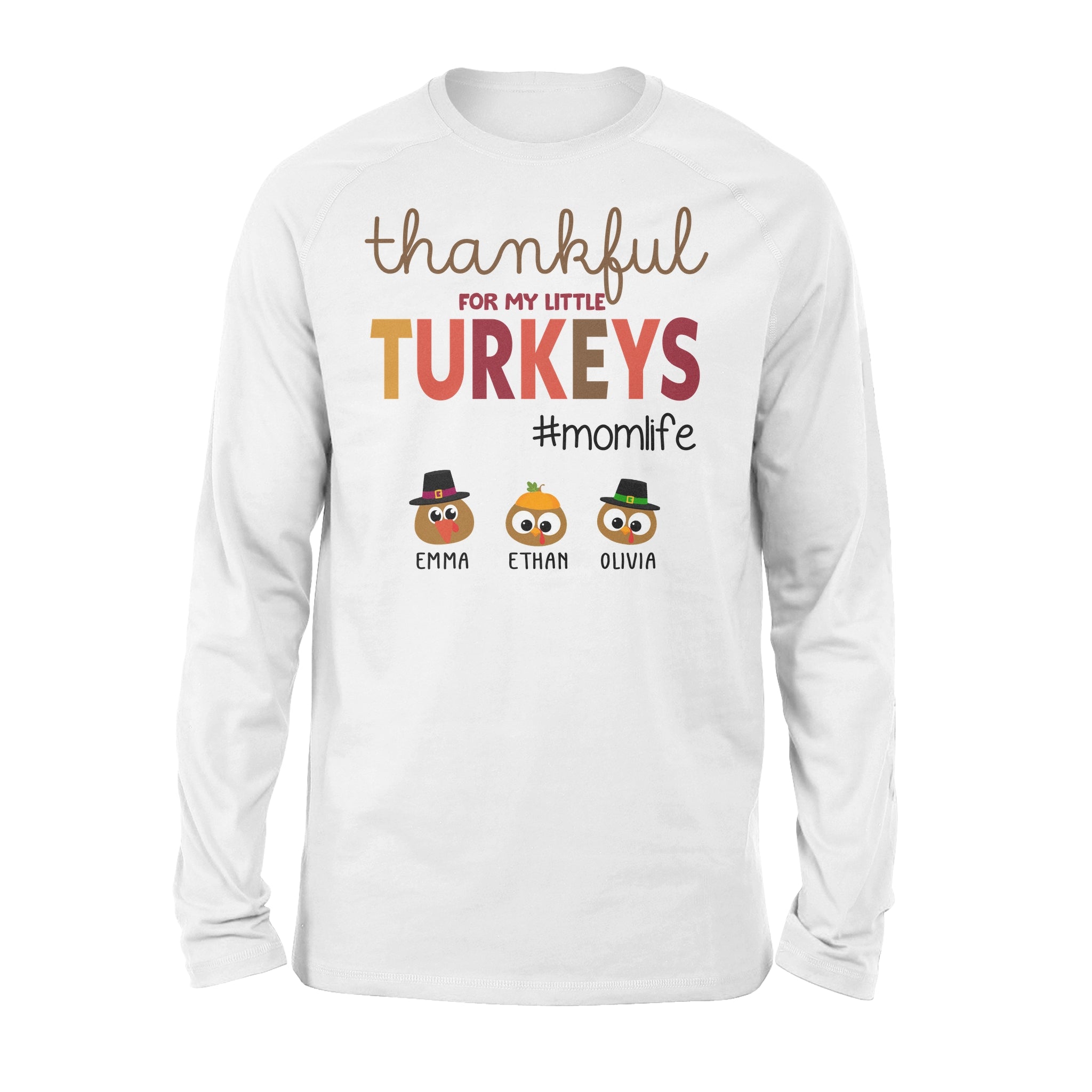 Custom name thankful for my little Turkeys personalized gif for mom - Standard Long Sleeve