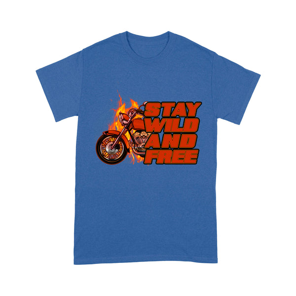 Biker Men T-shirt Cafe Racer - Stay Wild and Free Motorcycle Tee, Motocross Off-road Racing Shirt| NMS140 A01