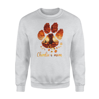 Custom dog's name dog paws mom autum halloween personalized gift - Standard Crew Neck Sweatshirt