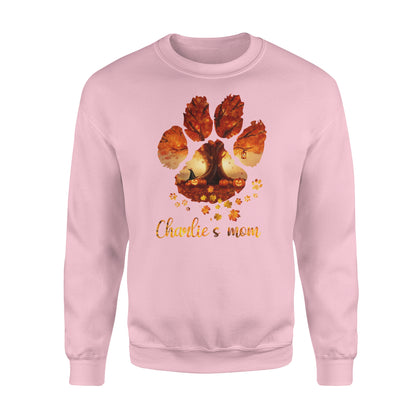 Custom dog's name dog paws mom autum halloween personalized gift - Standard Crew Neck Sweatshirt