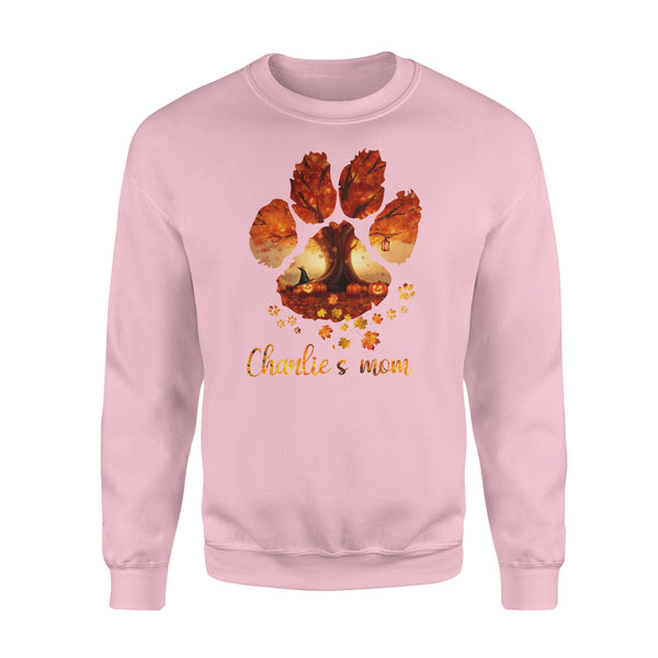 Custom dog's name dog paws mom autum halloween personalized gift - Standard Crew Neck Sweatshirt