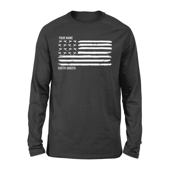 South Dakota Pheasant Flag custom Name long sleeve shirt  - FSD1161