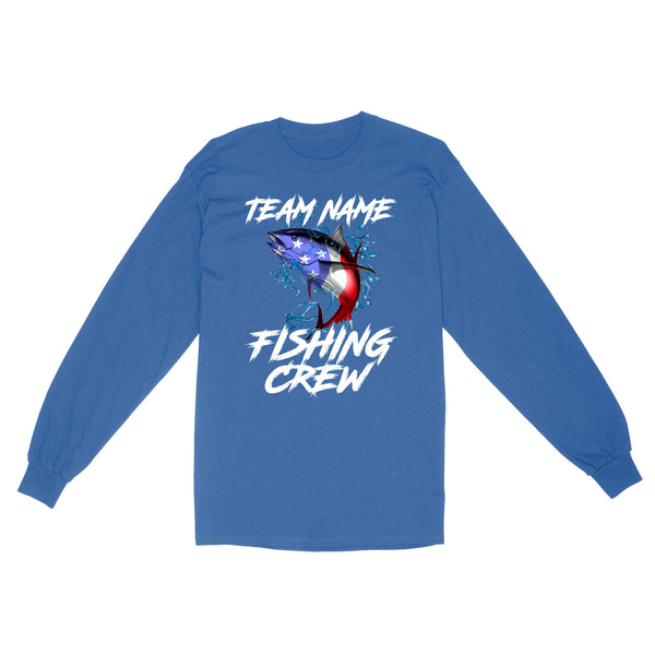 Tuna Fishing American Flag Custom Fishing Long Sleeve for Fishing team, Personalized Patriotic Fishing gifts FFS - IPHW2290