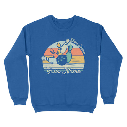 Custom Bowling Retro Shirt, Personalized Bowling Name Crew Neck Sweatshirt