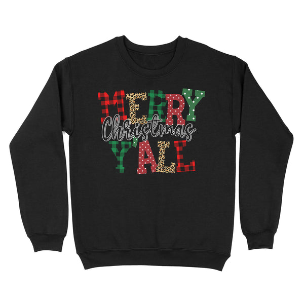 Merry Christmas Y'all Leopard Buffalo Plaid Sweatshirt, Christmas Holiday gifts FFS - IPHW1922