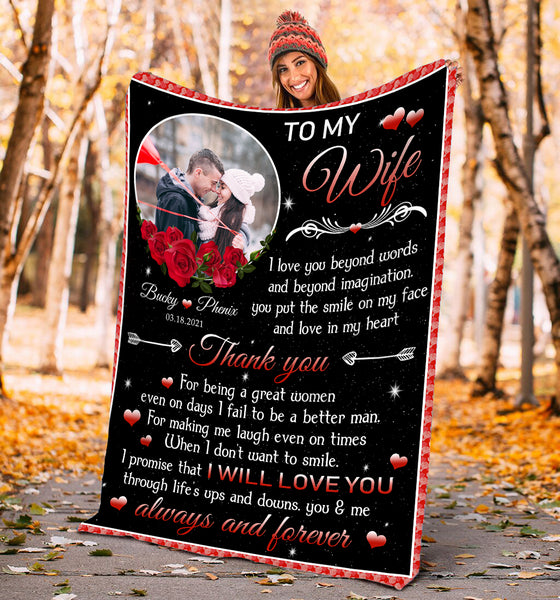 To My Gorgeous Wife Blanket| Customized  Blanket with Pictures| Custom Blanket for Wife | Valentine’s Day Blanket| Red Roses Blanket|  Gifts for Wife on Anniversary,  Birthday BP56 Myfihu