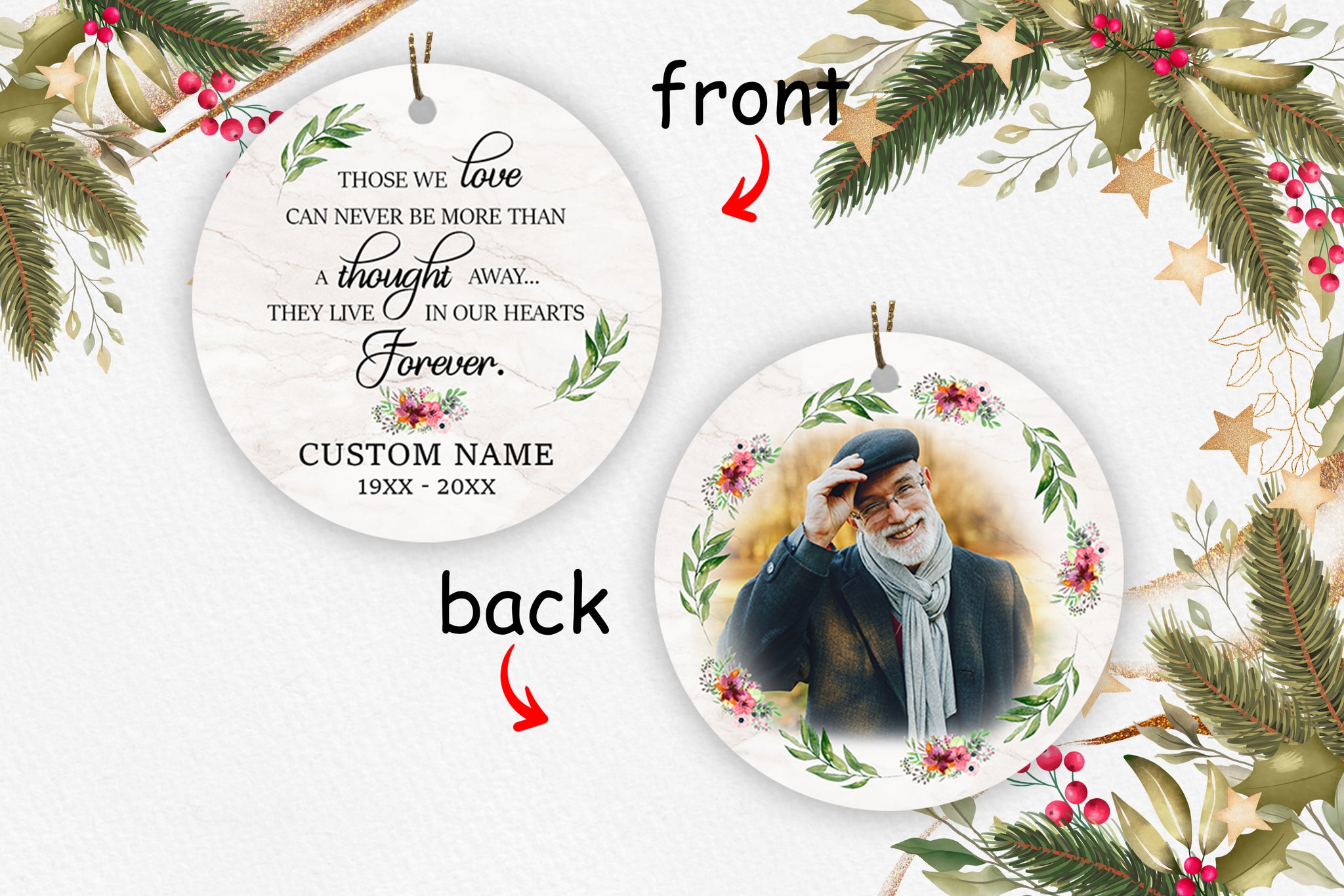 Memorial Circle Ornament - They Live In Our Hearts Forever Personalized 2 Sided Ornament Christmas Remembrance Ornament Memorial Keepsake Gift for Loss of Father Mother Loved One - JOR72
