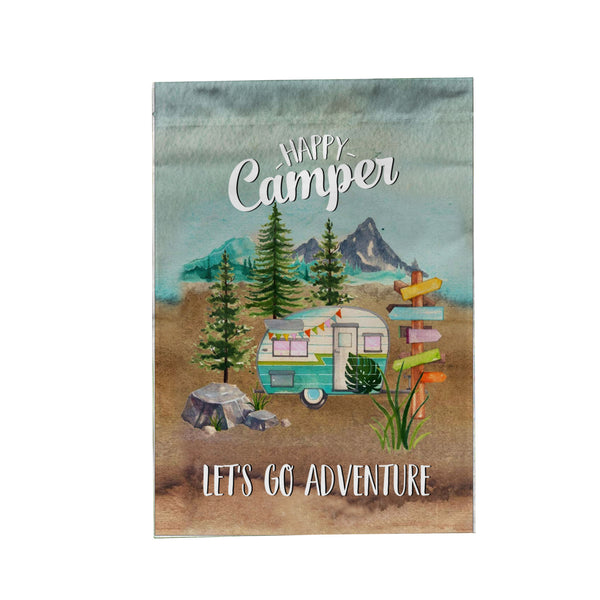Happy Camper Garden Flag, Let's Go Adventure Camping Yard Flag Outdoor Decor - FSD1452D06