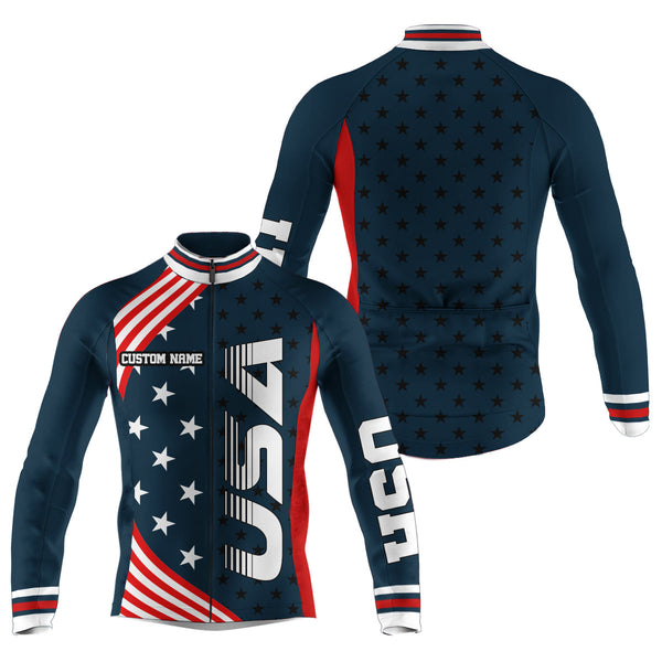 USA bike shirt men cycling jersey American flag UPF50+ full zipper cycle gear BMX MTB racewear| SLC149