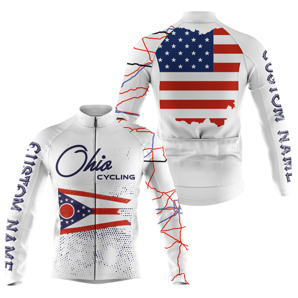 Ohio cycling jersey for Men Women UPF50+ custom Ohio bike shirts with 3-rear pockets & full zipper| SLC177