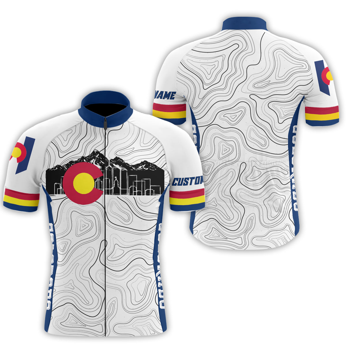 Men/Women Colorado cycling jersey with 3 pockets full zip UPF50+ MTB BMX gear mountain bike shirt| SLC169