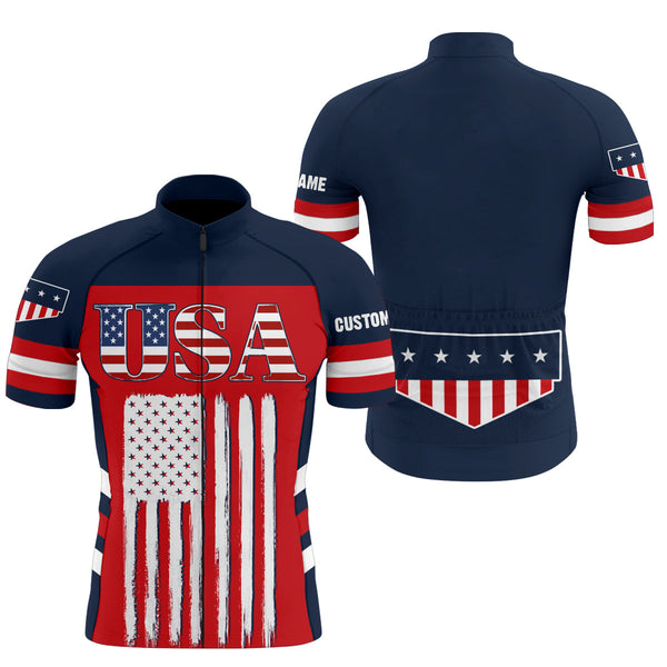 USA Men & Women cycling jersey UPF50+ American bike shirt with 3 pockets & full zip MTB BMX Gear| SLC164