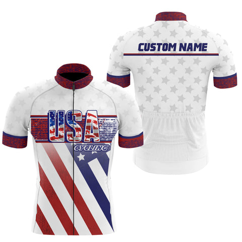 Personalized American men women Cycling jersey with 3 pockets Full zipper UPF50+ USA bike shirts| SLC181