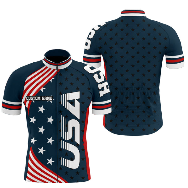 USA bike shirt men cycling jersey American flag UPF50+ full zipper cycle gear BMX MTB racewear| SLC149