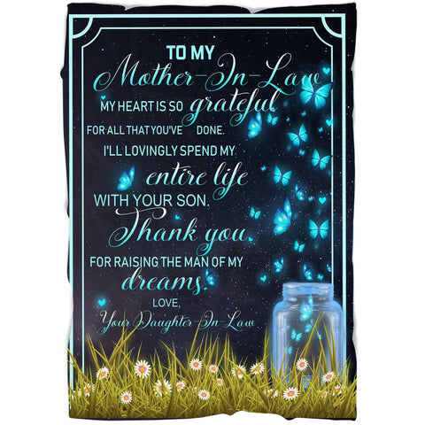 Beautiful Mother-in-law Blanket| Meaningful Mother's Day Gift for Mom-in-law, Mother of Husband Birthday Christmas Gift| N1032