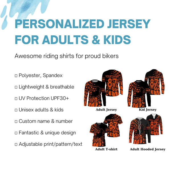 Motocross for Life custom jersey kid&adult UPF30+ MX racing off-road orange dirt bike racewear| NMS937