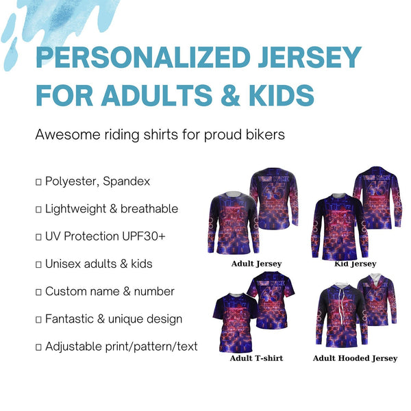 Motocross kid men women purple dirt bike jersey personalized UPF30+ MX shirt racing motorcycle PDT22