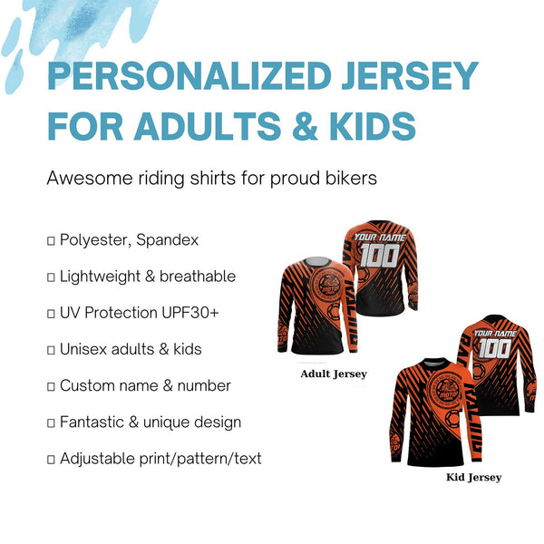 Custom orange motocross jersey UV protect kid&adult dirt bike sprocket chain MX racing off-road| NMS891