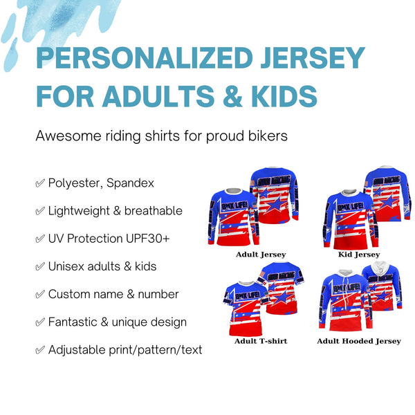 BMX Life American UPF30+ Custom BMX racing jersey Adult&Kid extreme off-road Cycling gear| SLC80