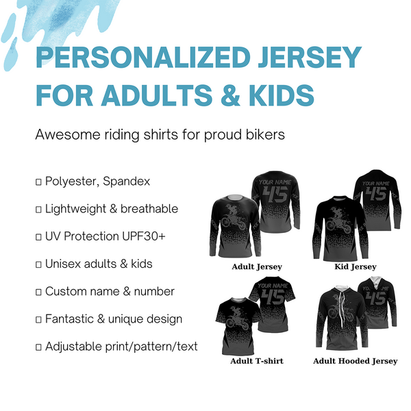 MX racing jersey personalized motocross UPF30+ adult&kid grey dirt bike riders off-road motorcycle| NMS873