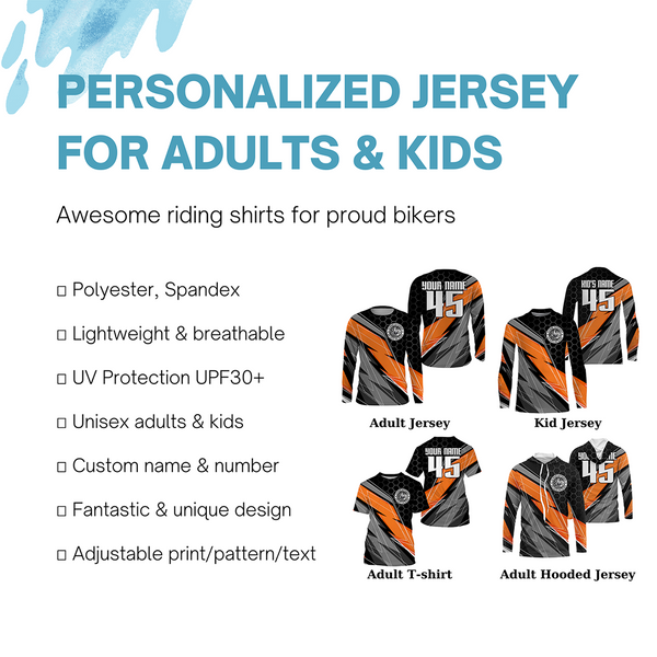 Orange custom motocross jersey UPF30+ dirt bike MX racing jersey adult&kid off-road motorcycle| NMS872