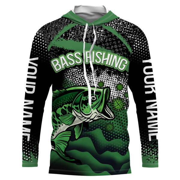 Personalized Bass fishing UV protection quick dry Customize name long sleeves fishing shirts UPF 30+ TMTS001