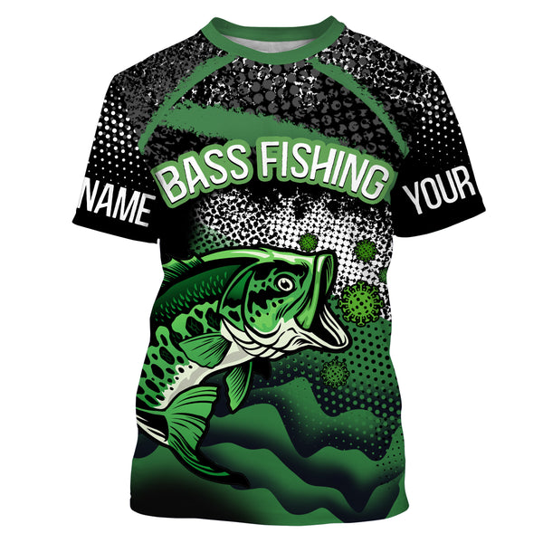 Personalized Bass fishing UV protection quick dry Customize name long sleeves fishing shirts UPF 30+ TMTS001