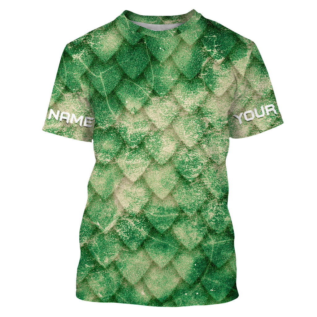 Fish scales Green Background Custom name UV Long sleeve Fishing Shirts –  Myfihu