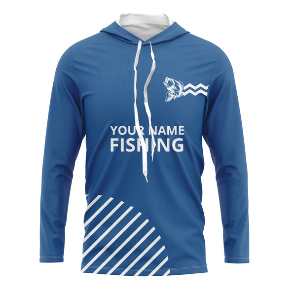 Bass Fishing Customized Name UV Protection UPF 30+Fishing Clothing Fishing Gifts| Blue TMTS009