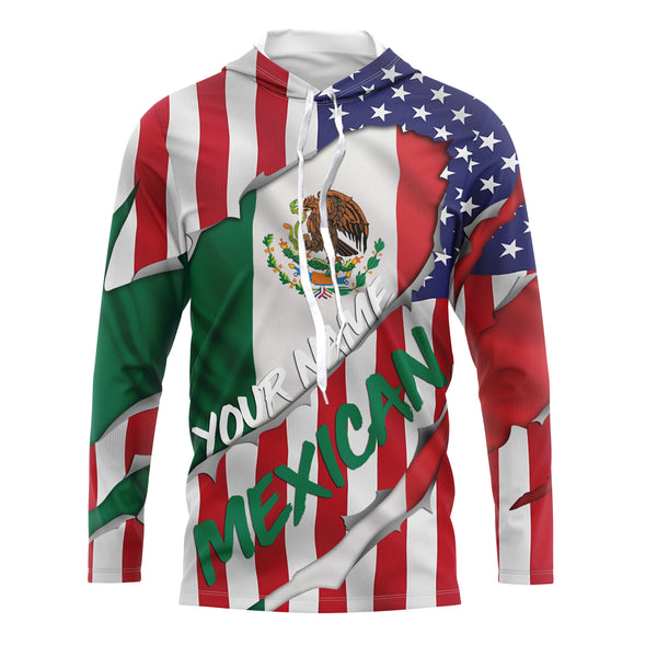 American Flag Mexican Flag Custom UV Long sleeves shirts, Patriotic fishing apparel TMTS010