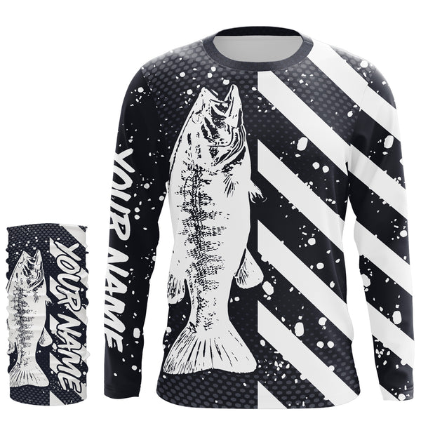 Bass fishing UV protection quick dry Customize name long sleeves fishing shirts UPF 30+ TMTS015